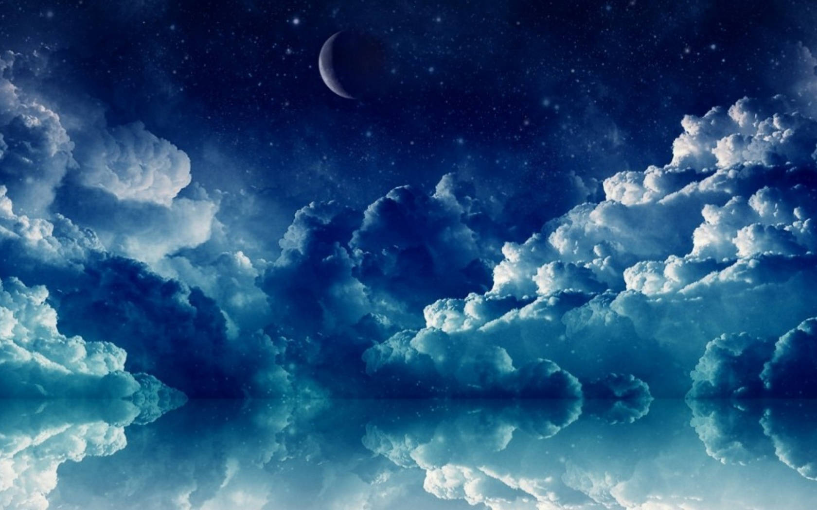 Pretty Blue Cloudy Night Sky Background