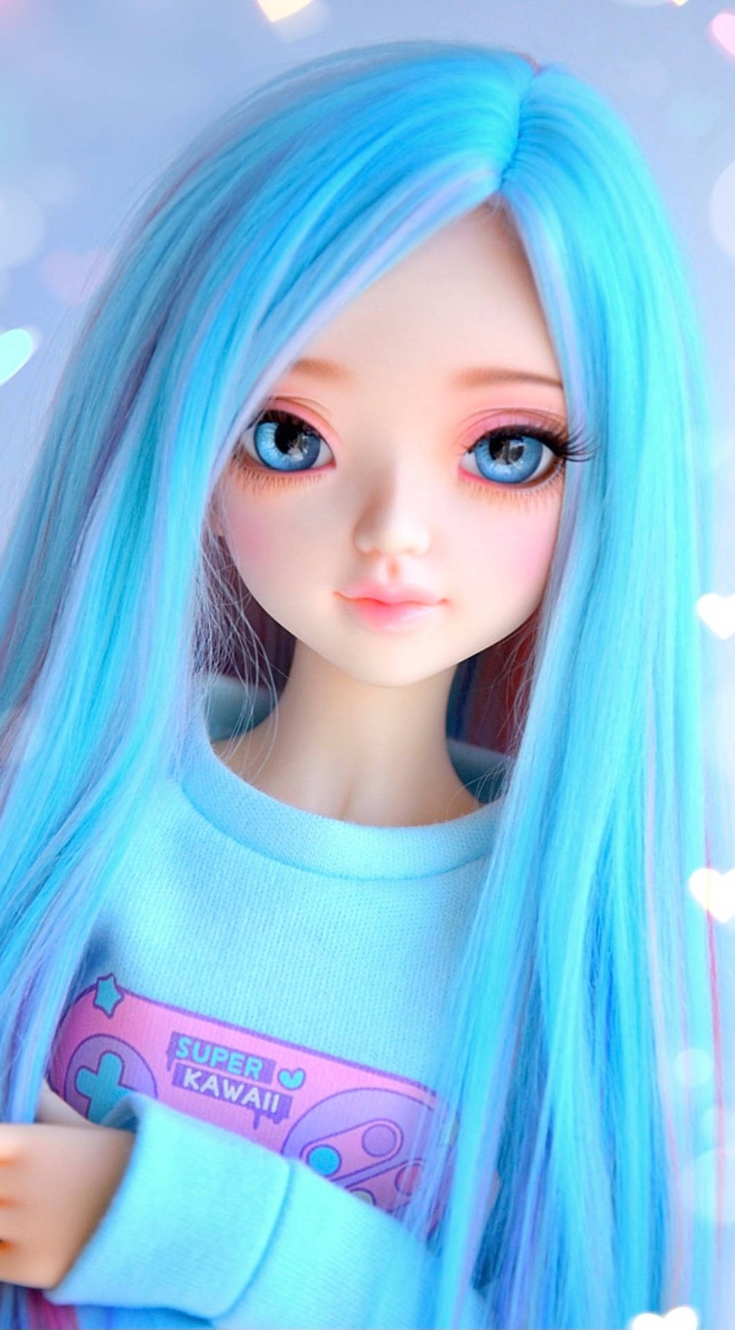 Pretty Blue Haired Doll Background