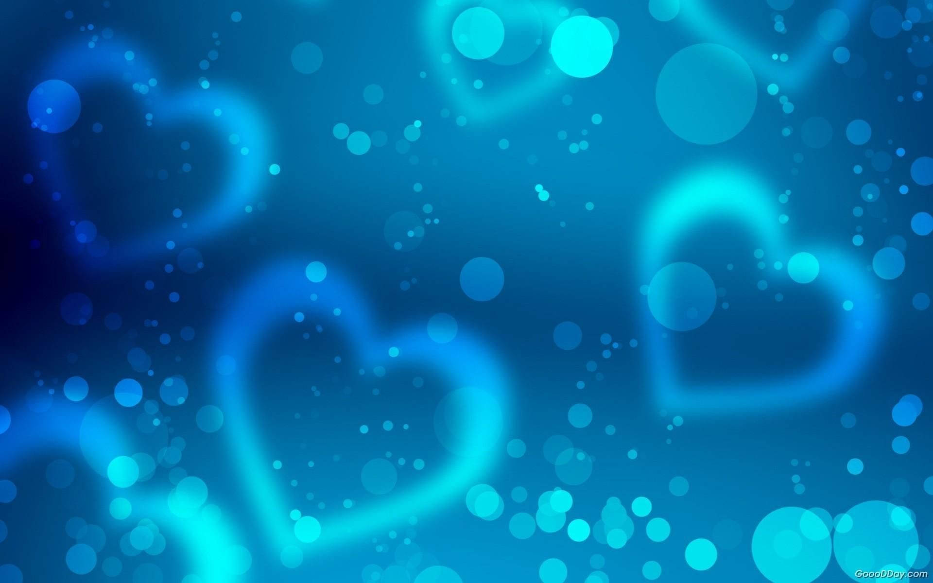 Pretty Blue Luminous Hearts Background