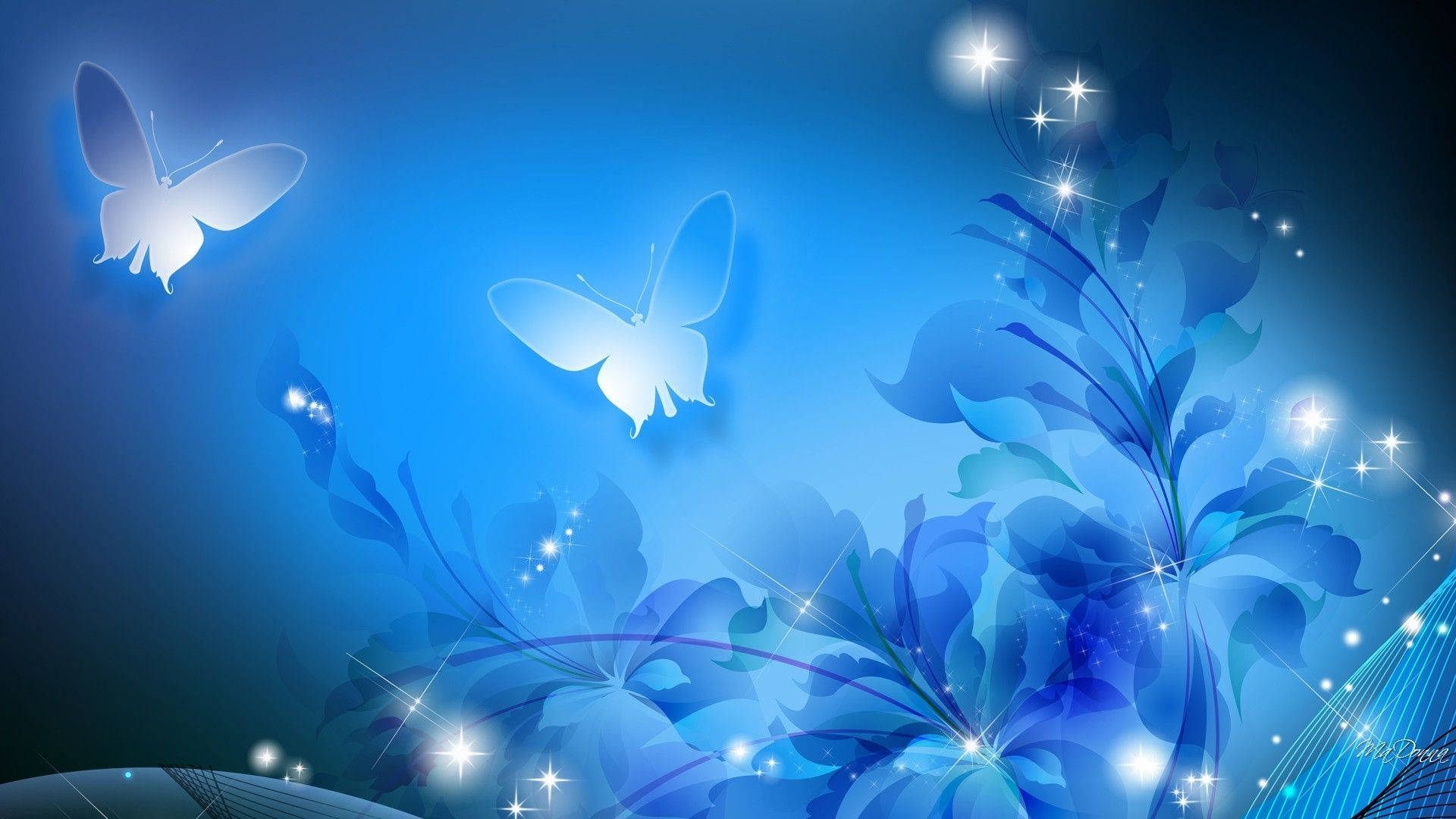 Pretty Blue Sparkly Butterflies Background