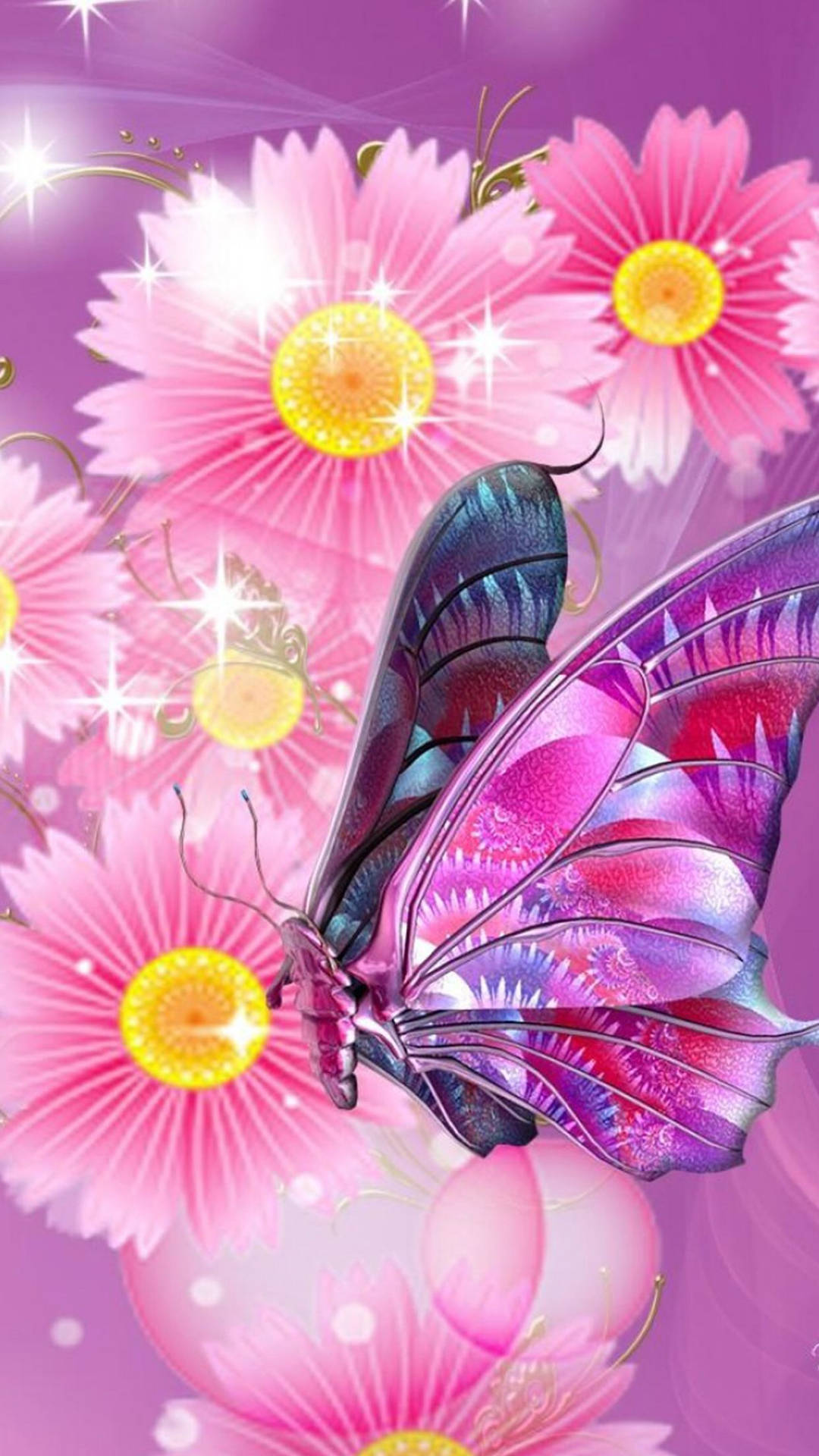 Pretty Butterfly Flower Lock Screen Background