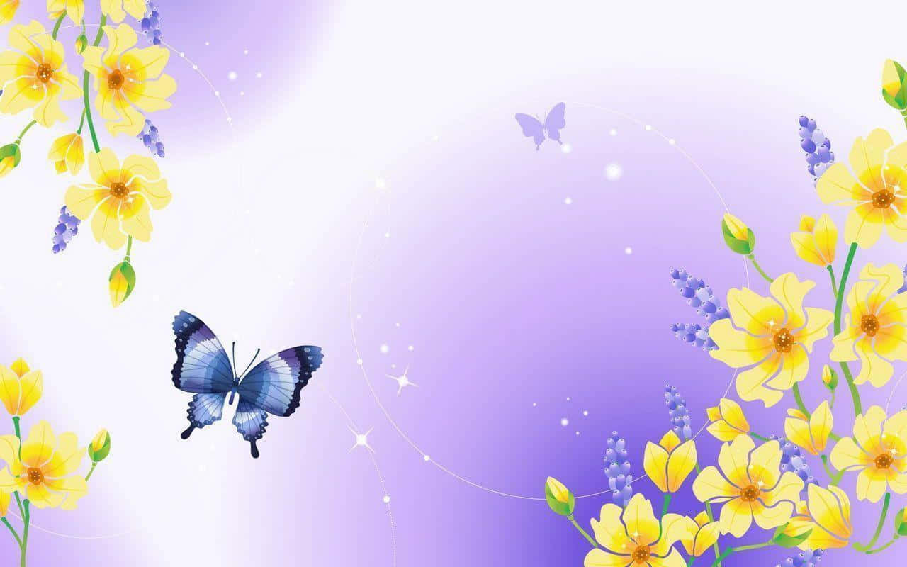 Pretty Butterfly Perching On A Flower Background