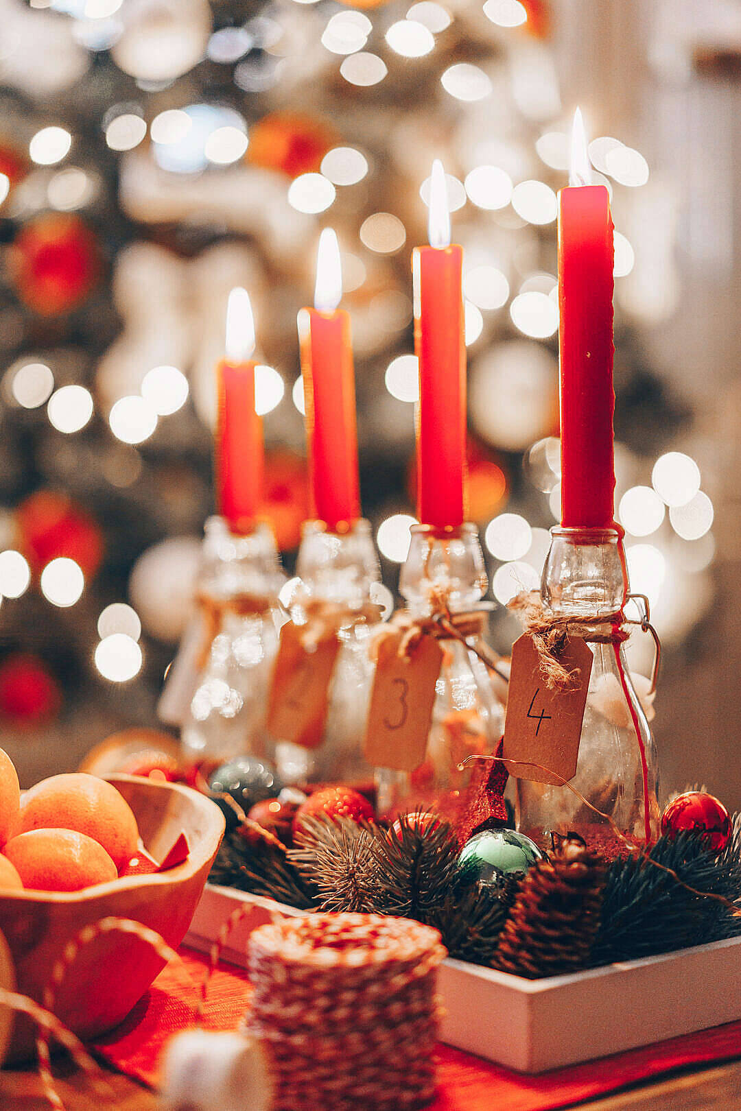 Pretty Christmas Candles Background
