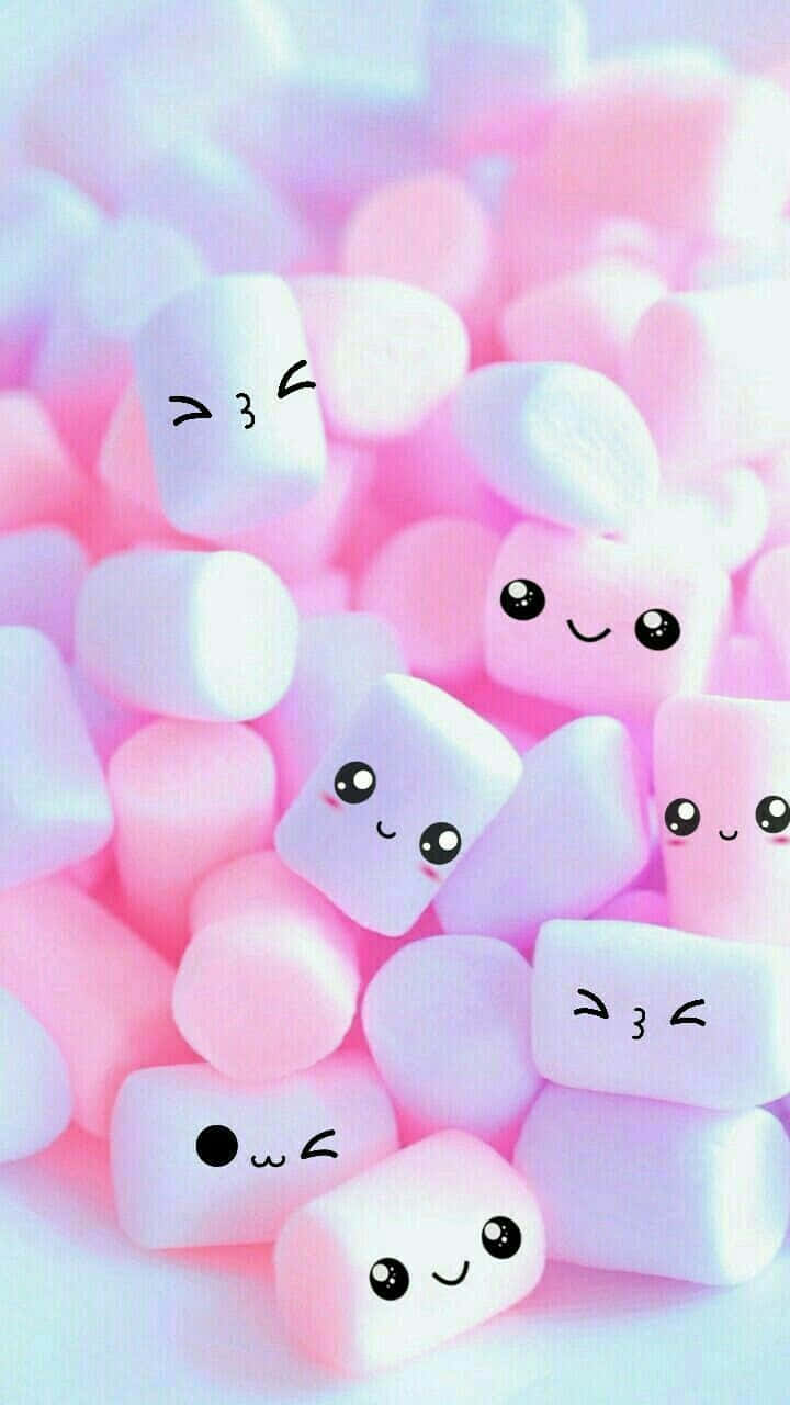 Pretty Cute Phone Smiling Marshmallows Background