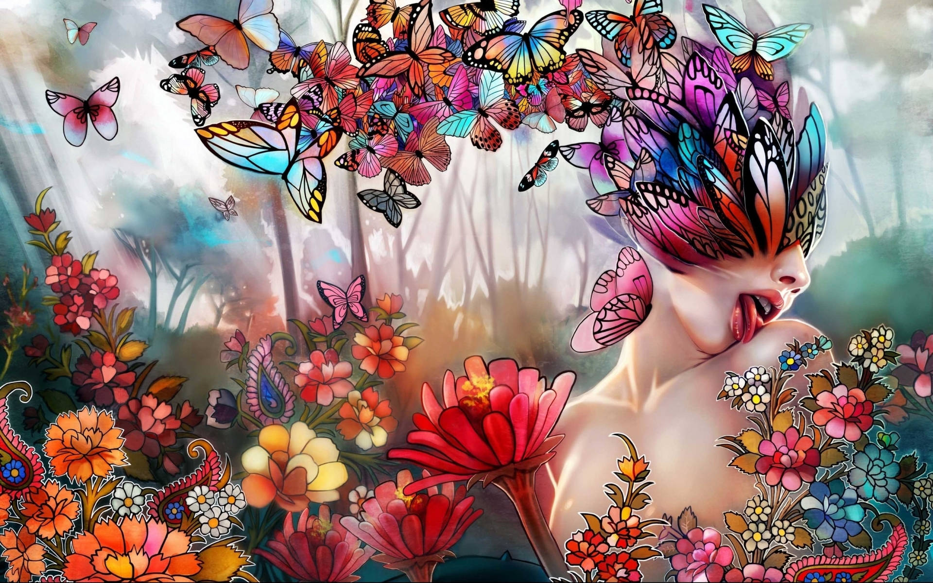 Pretty Desktop Forest Woman Art Background
