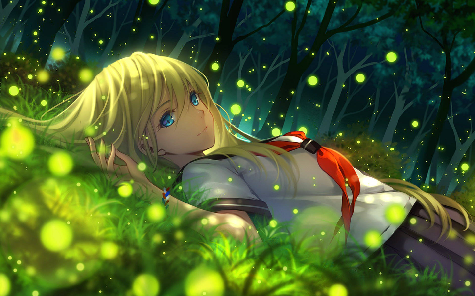 Pretty Desktop Glowing Anime Girl Background