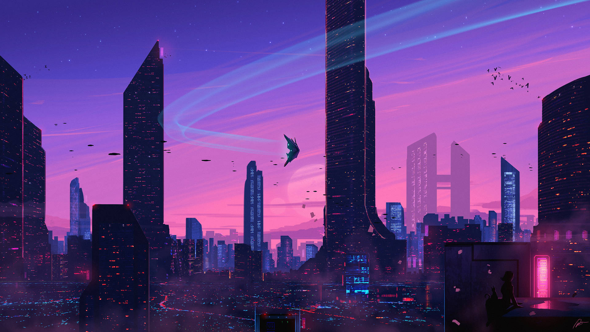Pretty Desktop Skyline Art Background