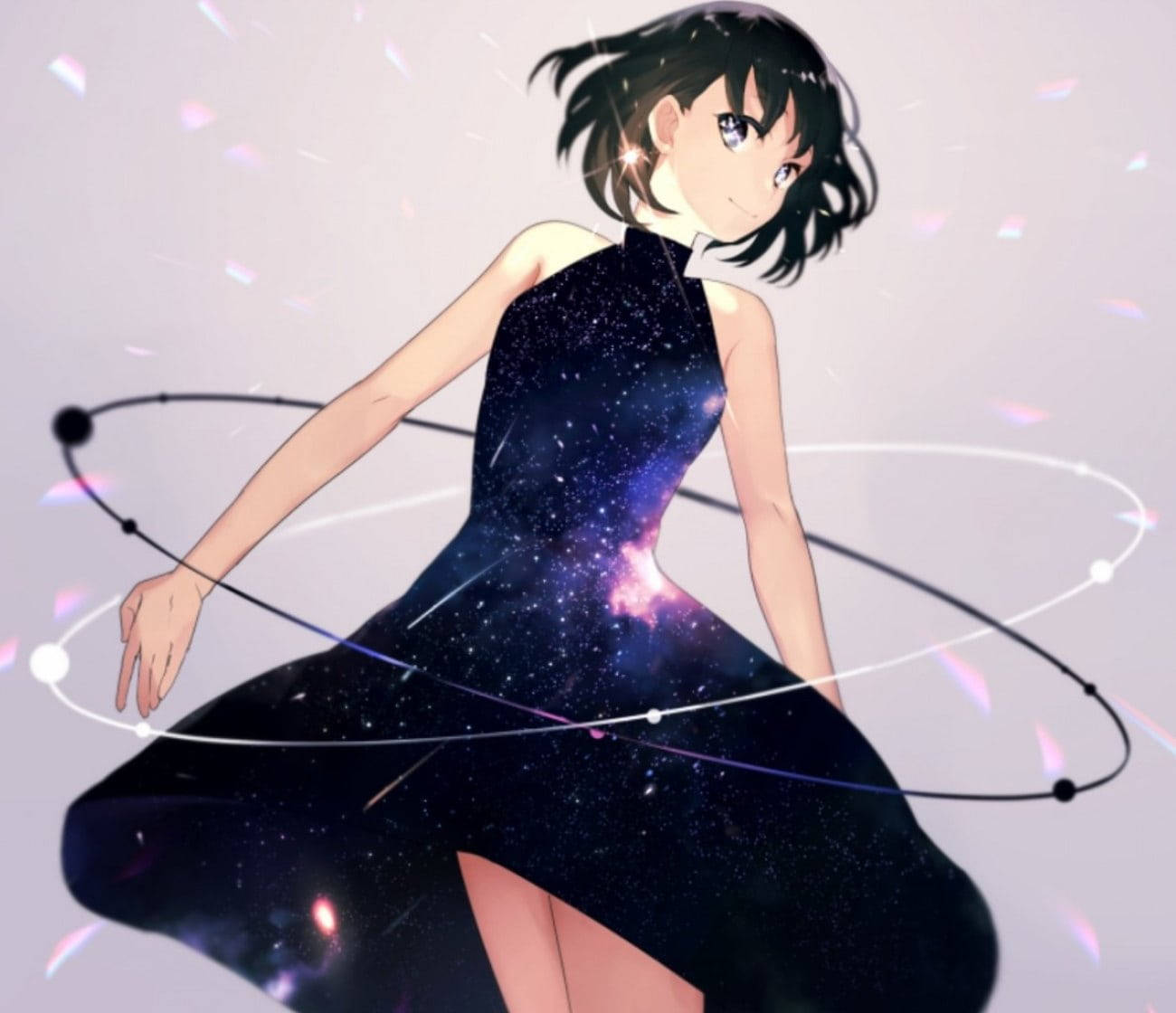 Pretty Galaxy Anime Girl Background