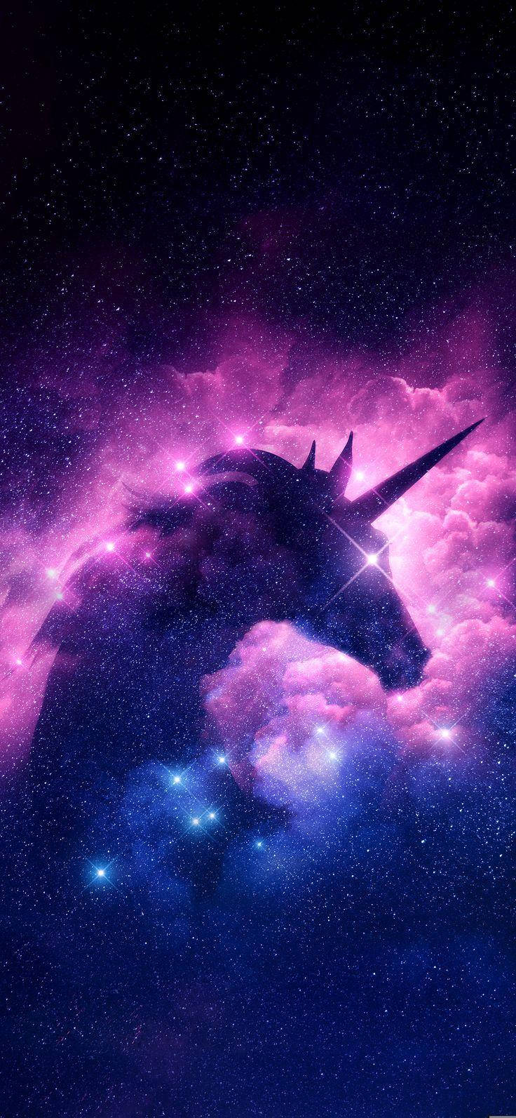 Pretty Galaxy Unicorn Shape Background
