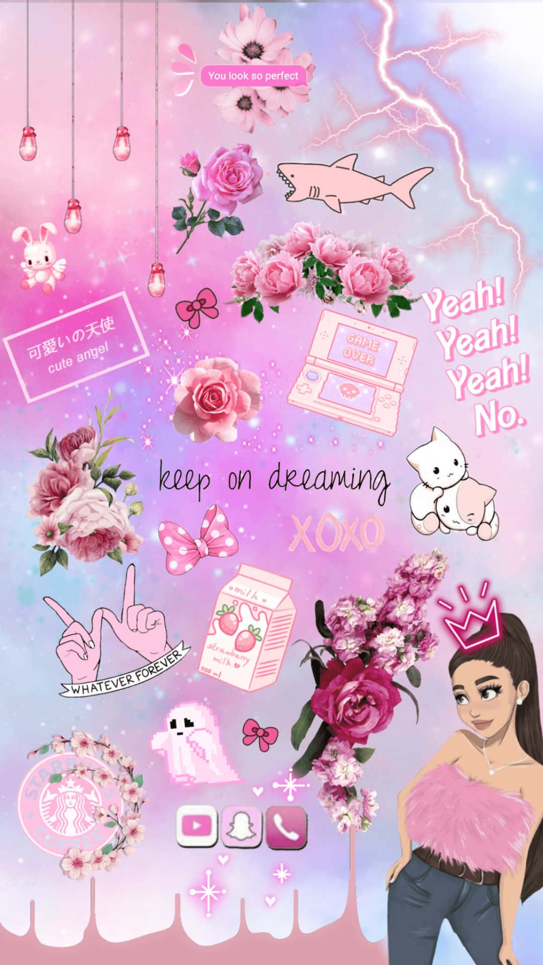 Pretty Girl Aesthetic Collage Pink Motifs Background
