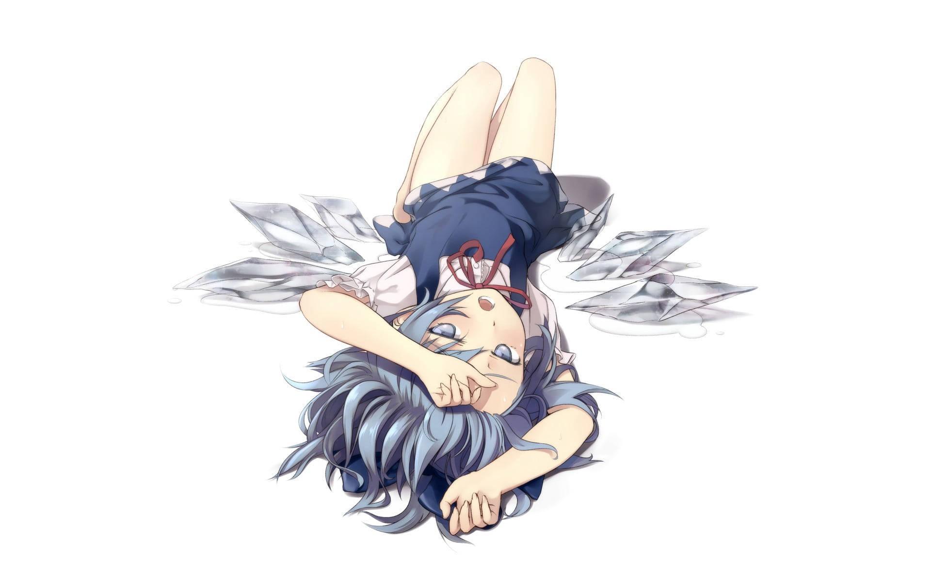 Pretty Girl Cartoon Lying On Floor Background