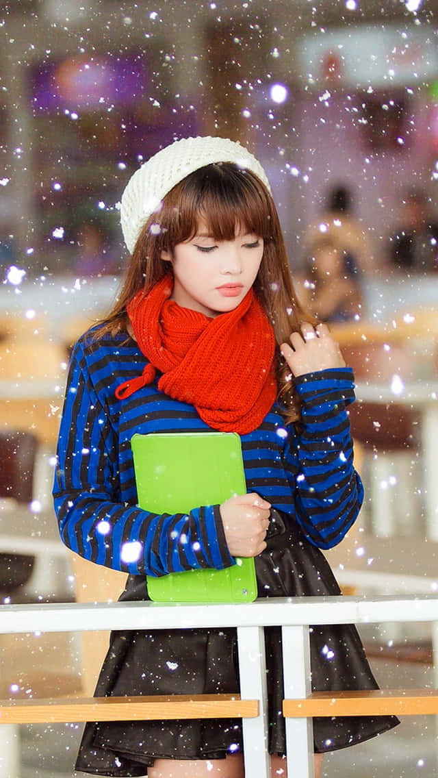 Pretty Girl In The Snow Background