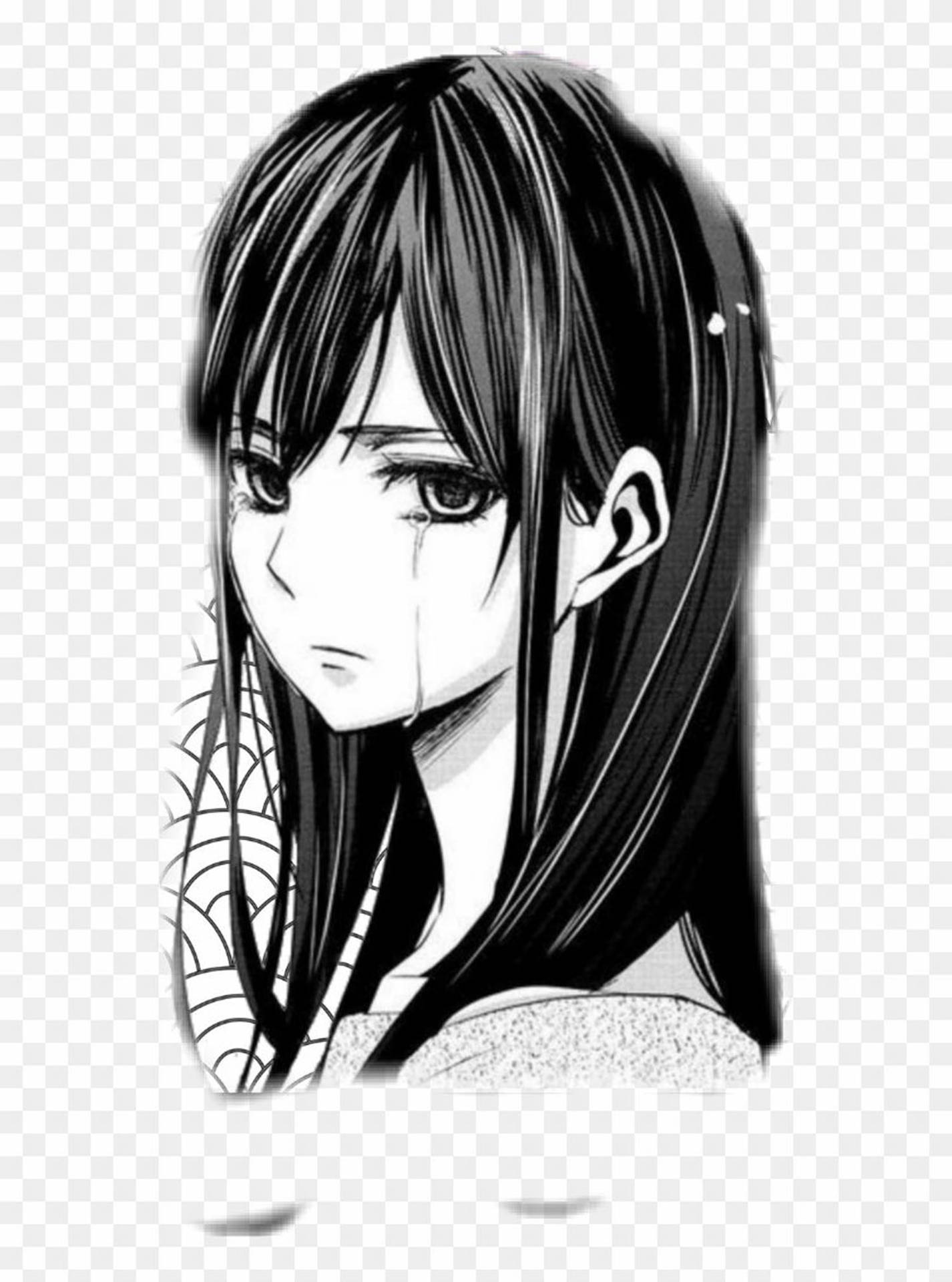 Pretty Girl Sad Drawing Background