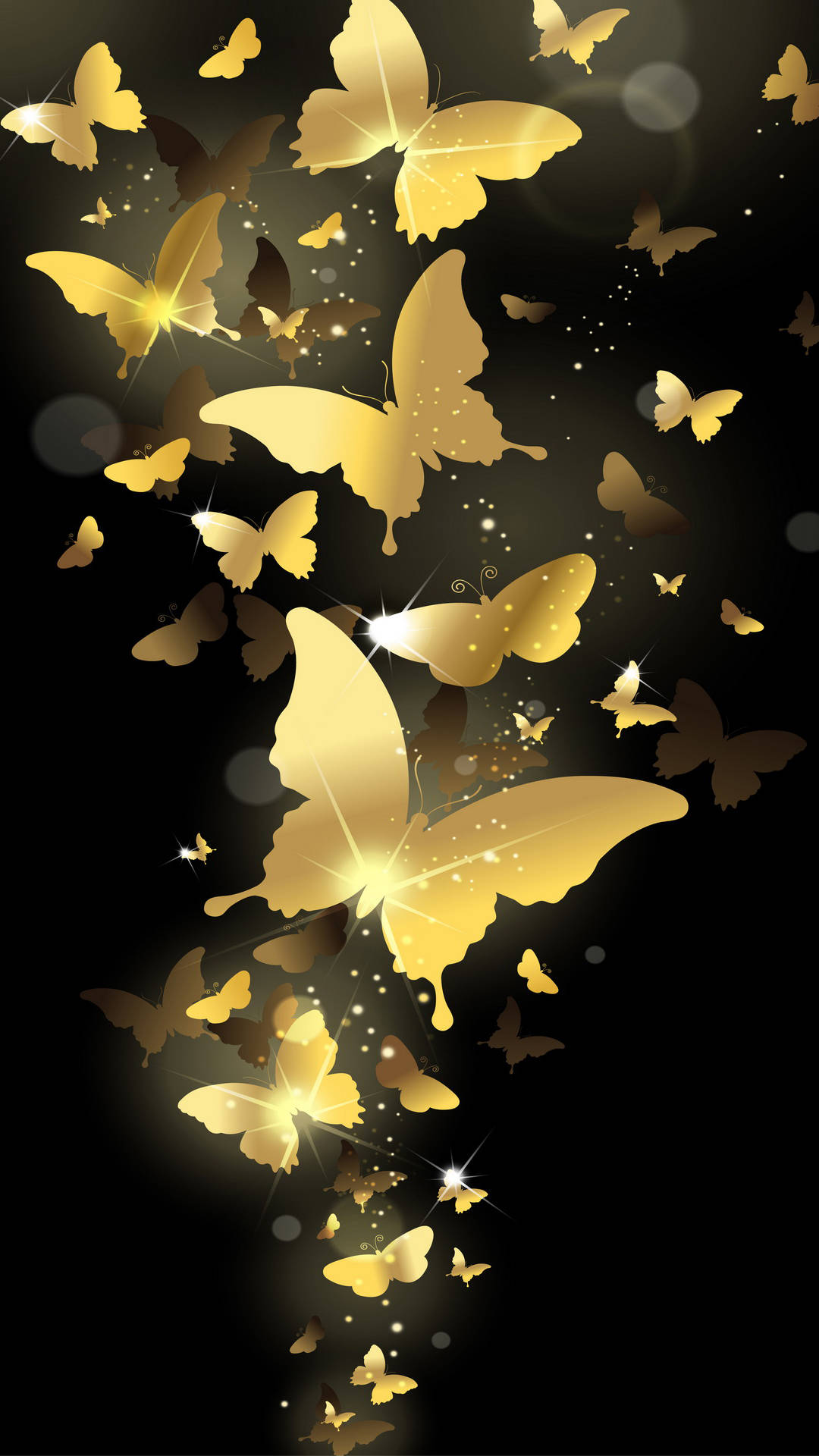 Pretty Golden Butterflies Lock Screen Background