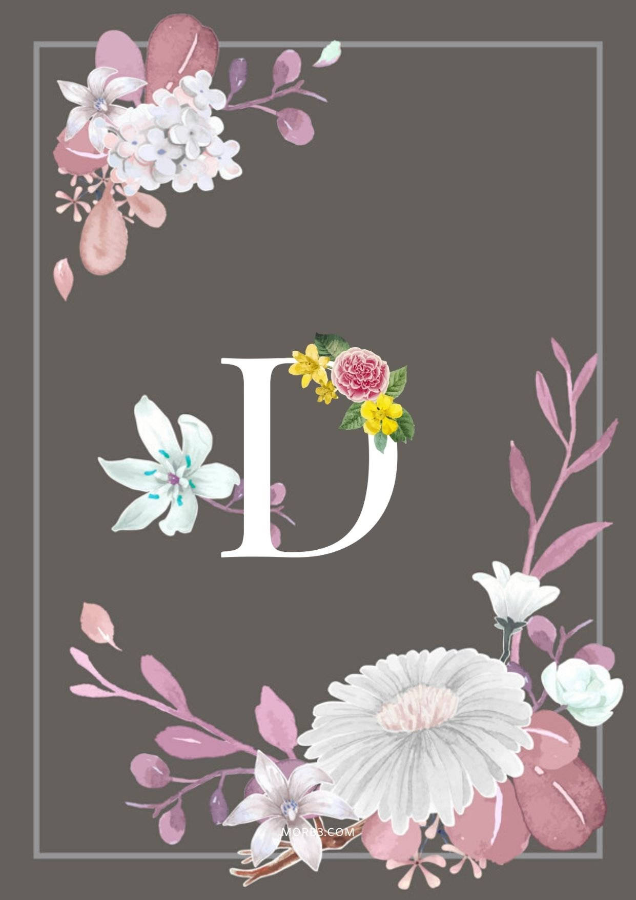 Pretty Grey Letter D Background