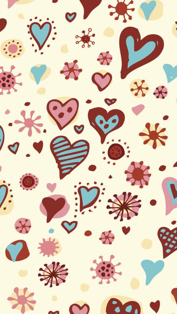 Pretty Hearts And Flowers Love Iphone Background