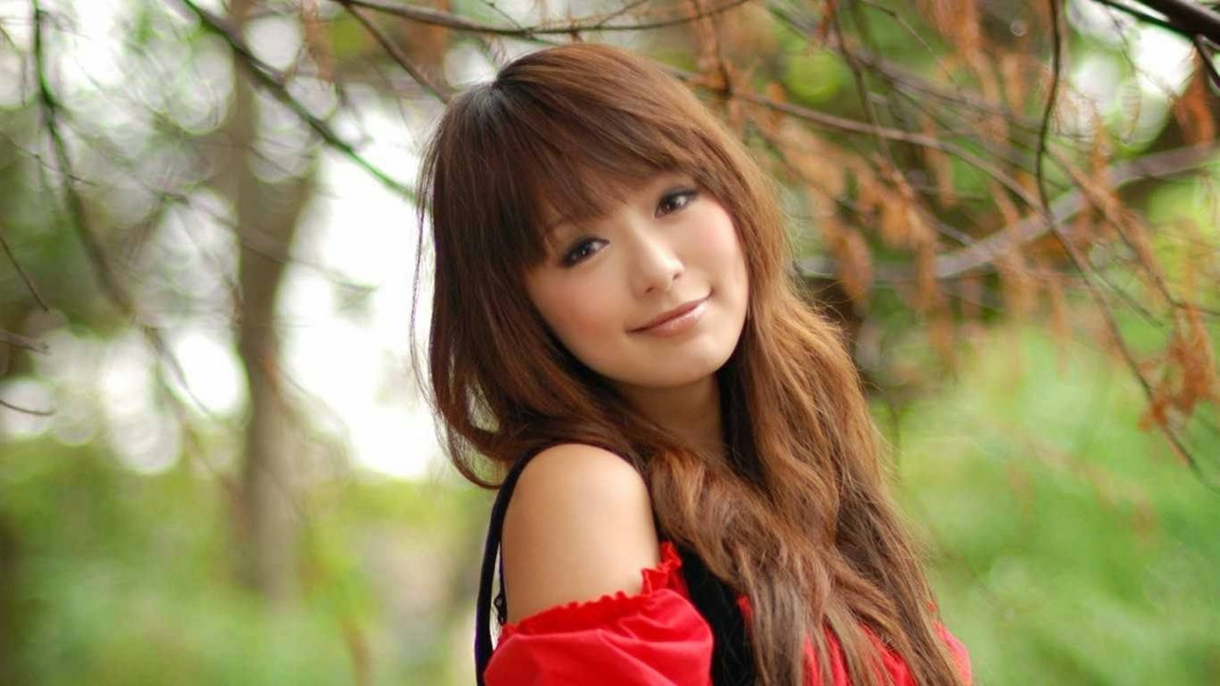Pretty Japan Girl Long Brown Hair Background
