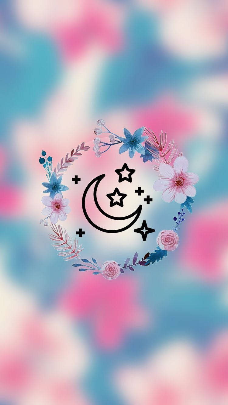 Pretty Phone Crescent Moon And Stars Background
