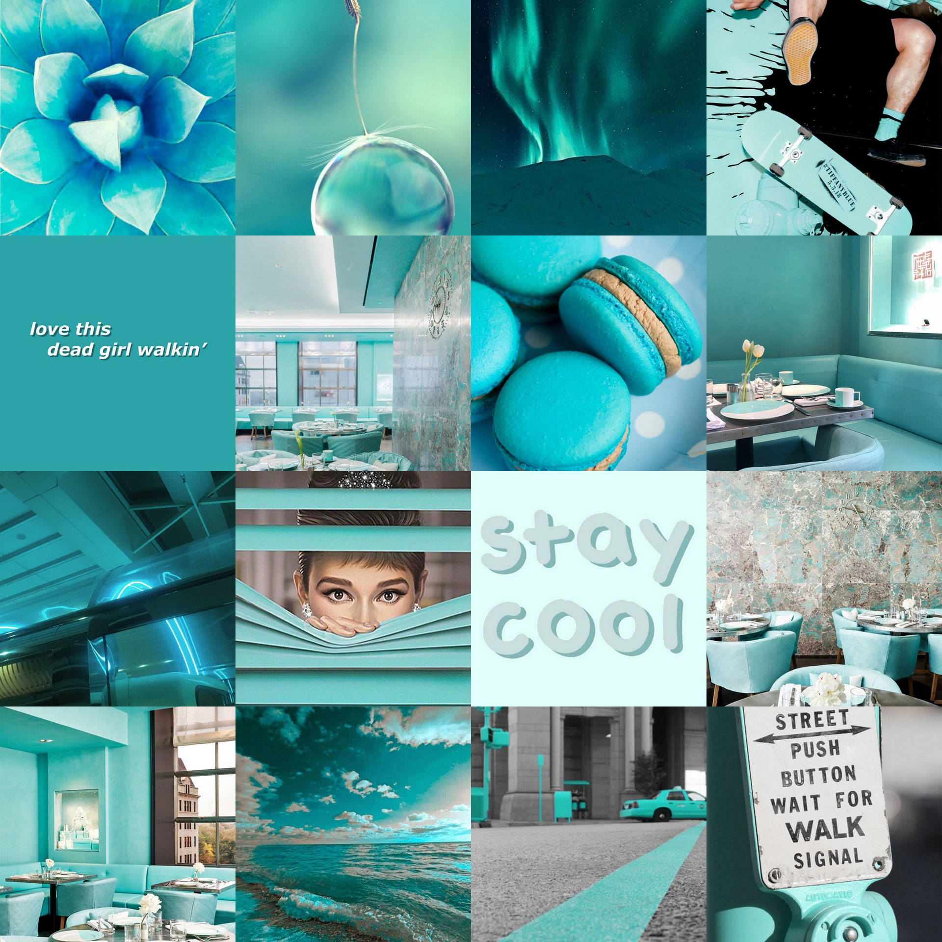 Pretty Photo Collage Aesthetic Teal
