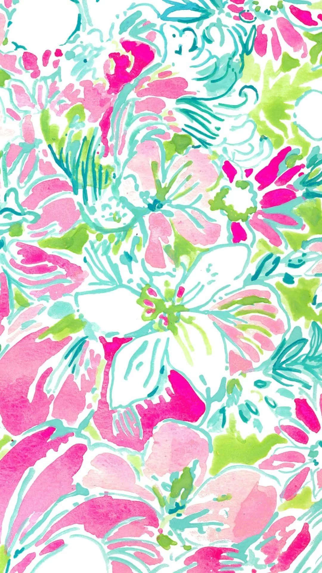 Pretty Pink And Green Patterned Lilly Pulitzer Iphone Background