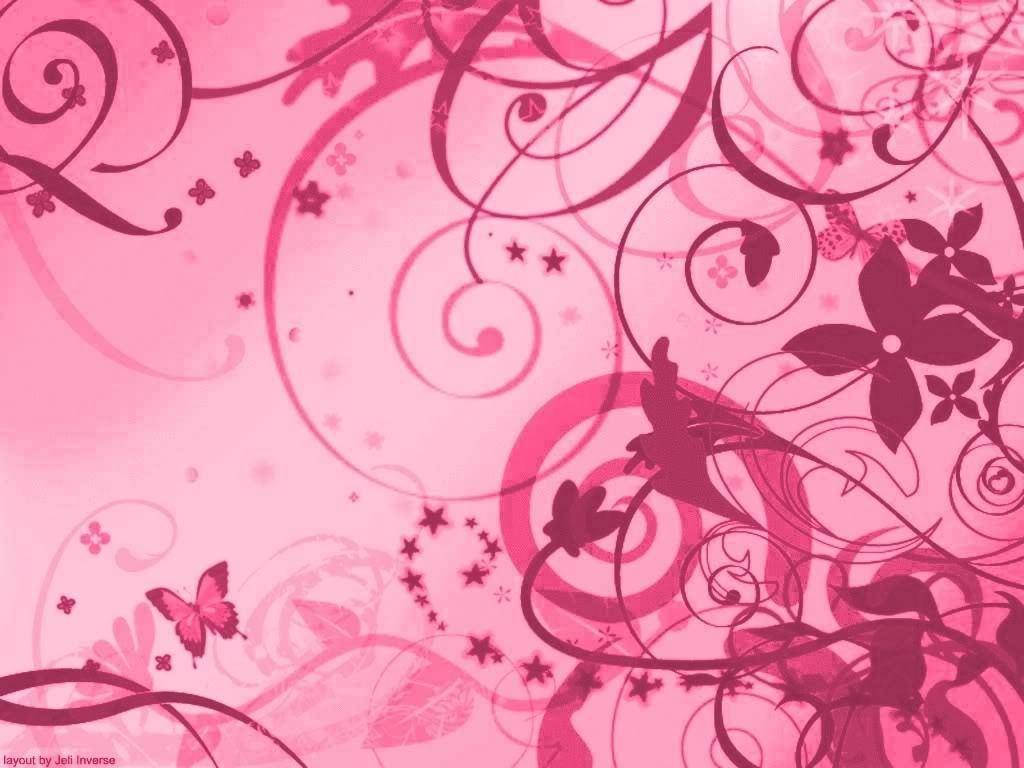 Pretty Pink Flower Swirls Vector Art Background