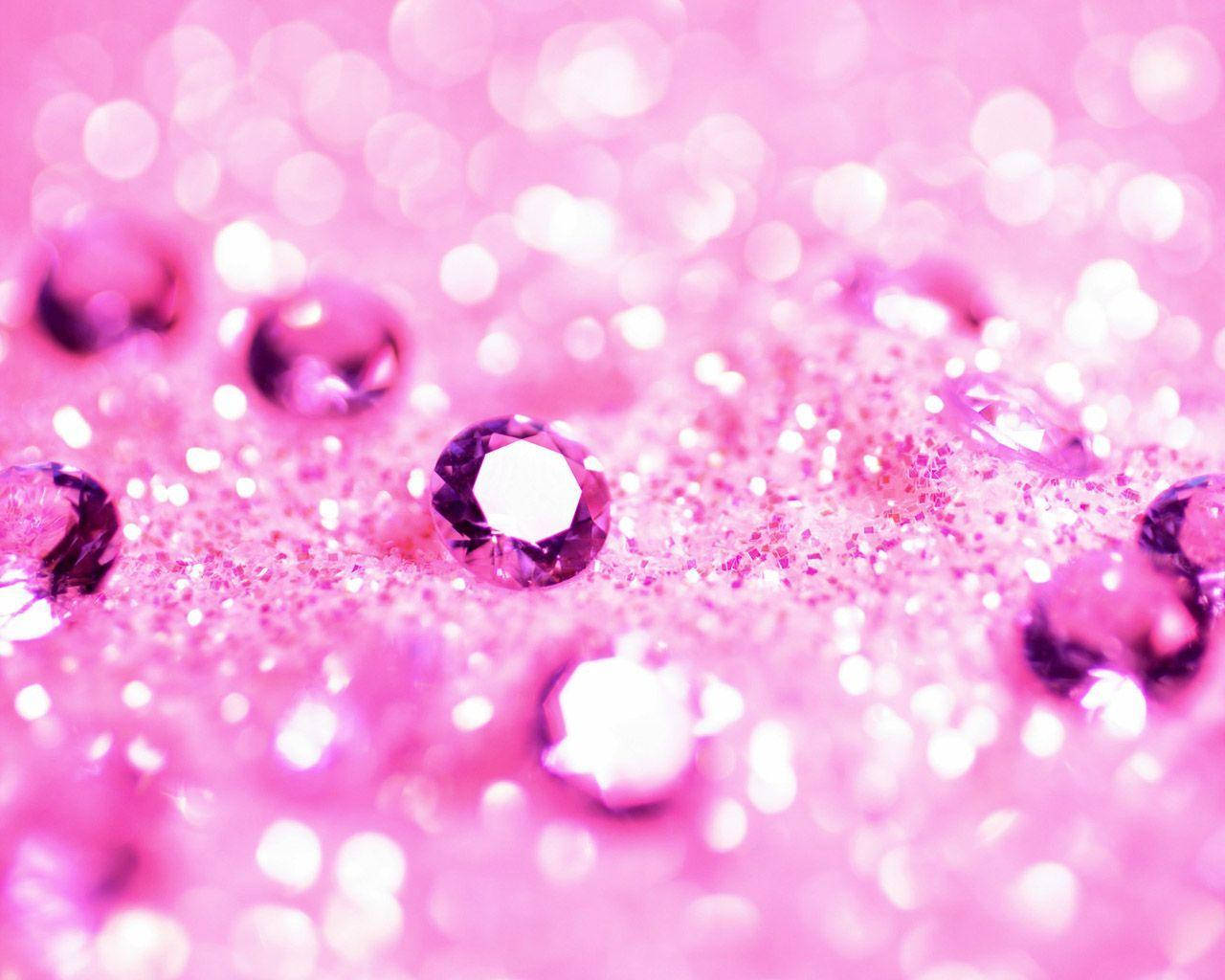 Pretty Pink Glitter With Pink Diamonds Background