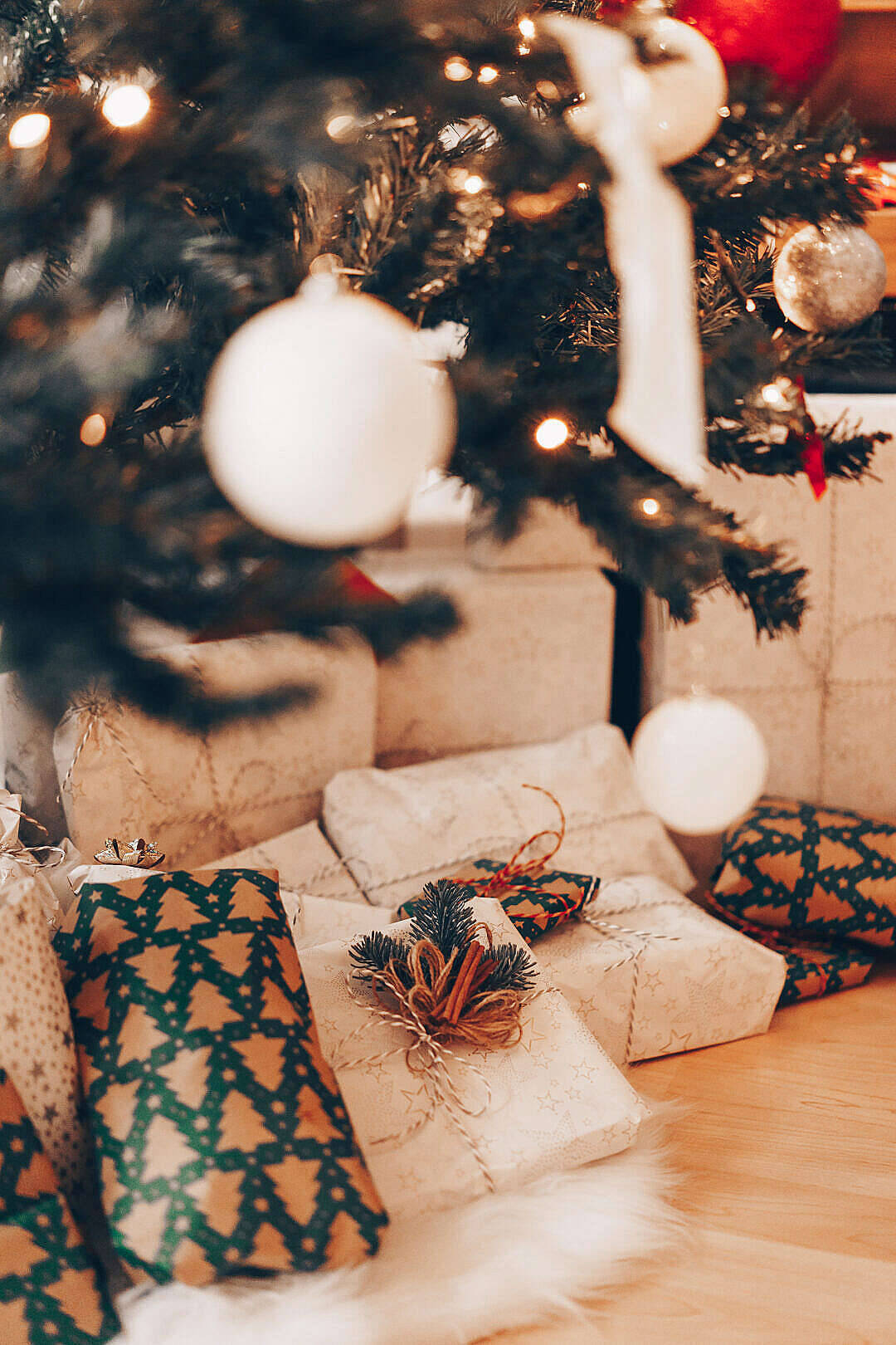 Pretty Presents Under Christmas Tree