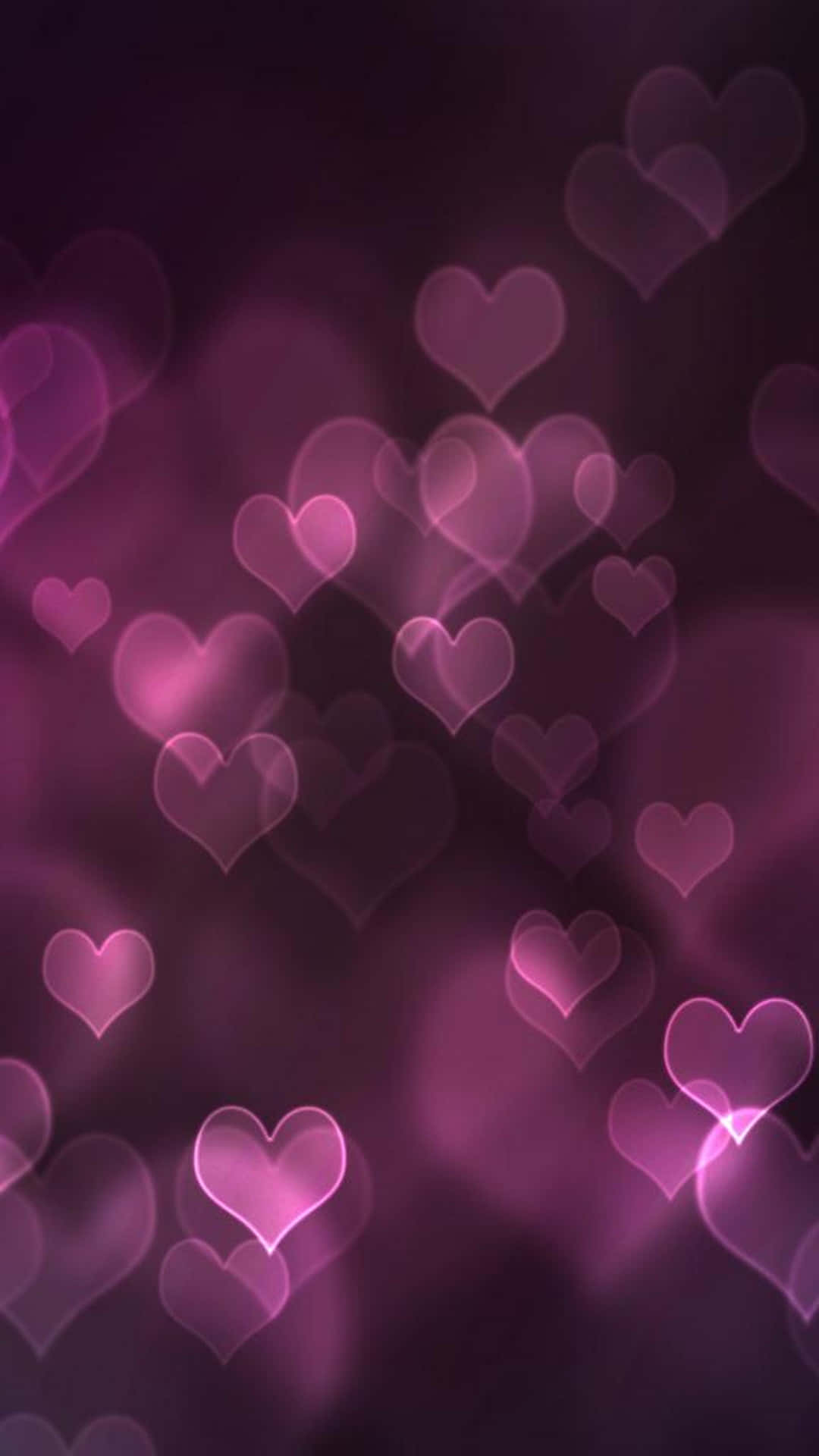 Pretty Purple Bokeh Circles Heart Shape Background