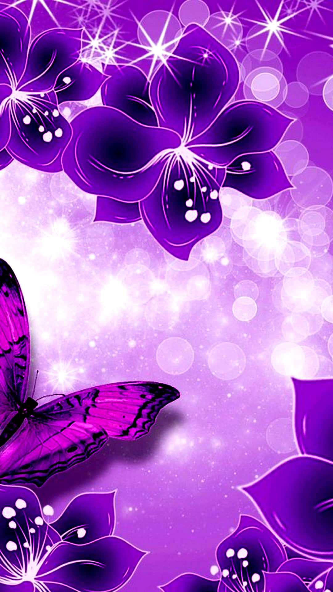Pretty Purple Flowers Bokeh Butterfly