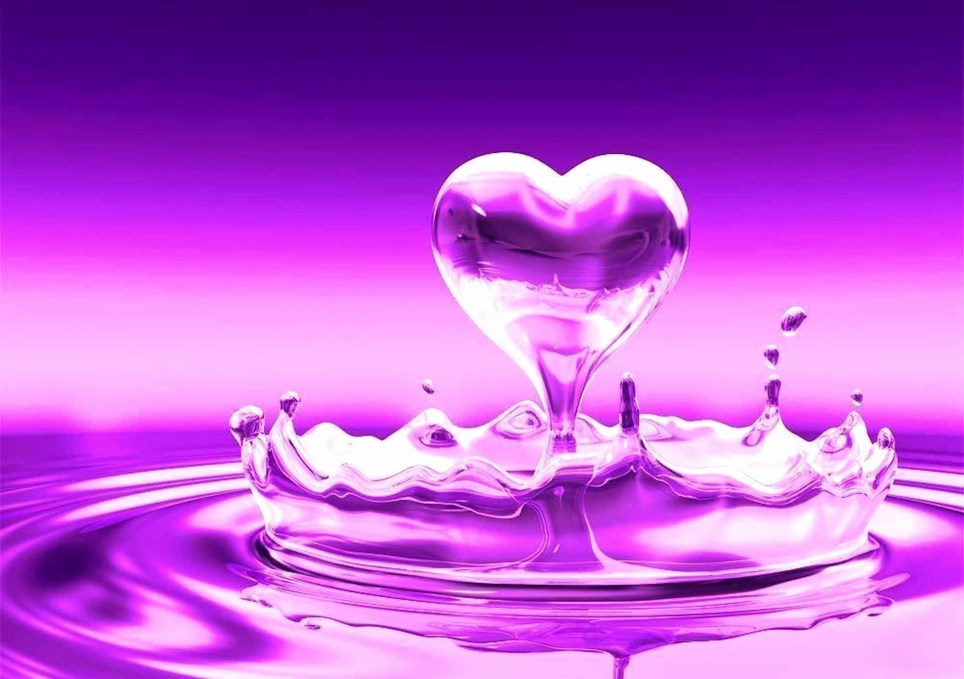 Pretty Purple Heart Shaped Drop Of Water Background