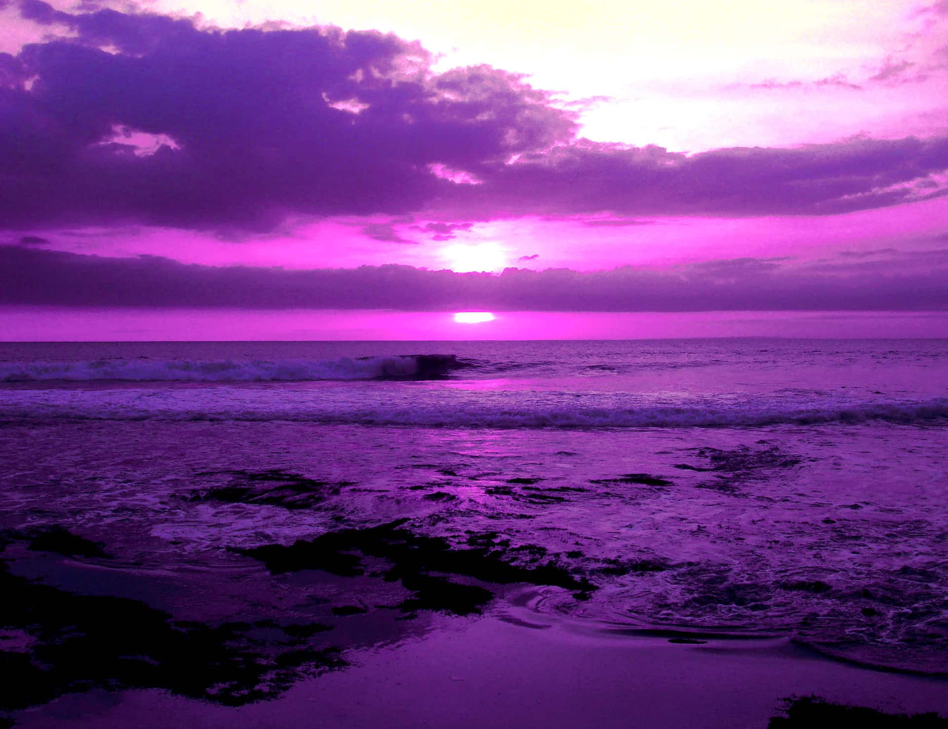 Pretty Purple Of A Beach Sunset Background