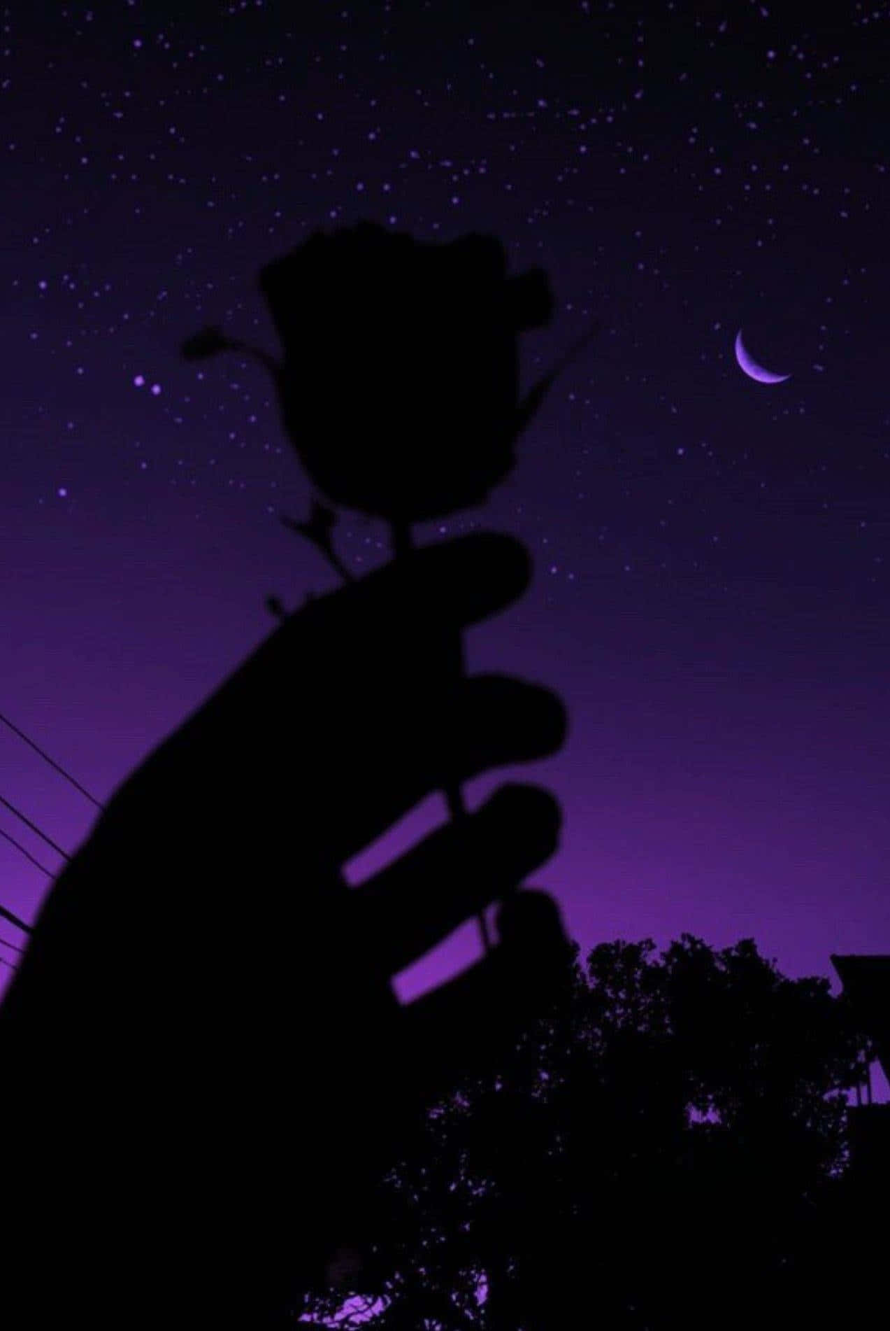 Pretty Purple Silhouette Of A Rose Background
