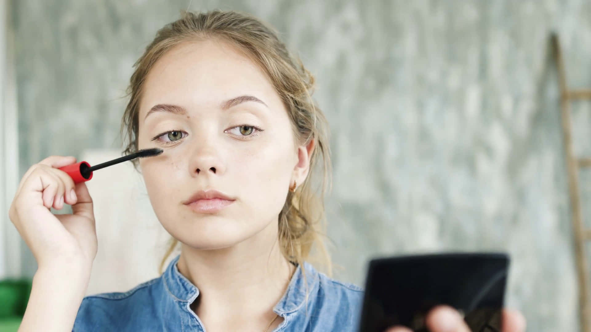 Pretty Teen Girl Doing Makeup