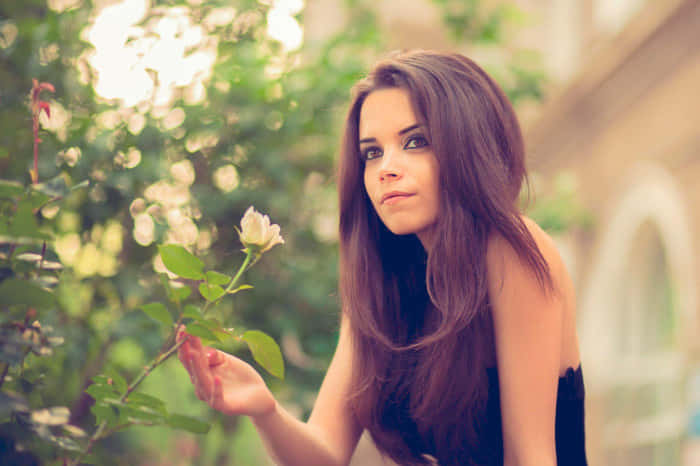 Pretty Teen Girl In Garden