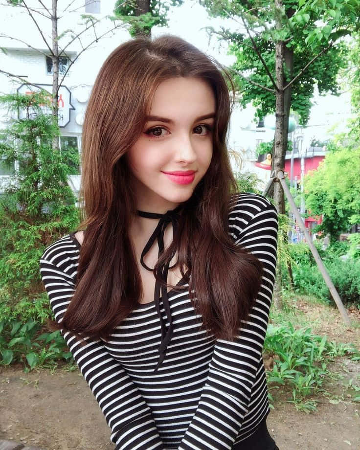 Pretty Teen Girl In Stripes