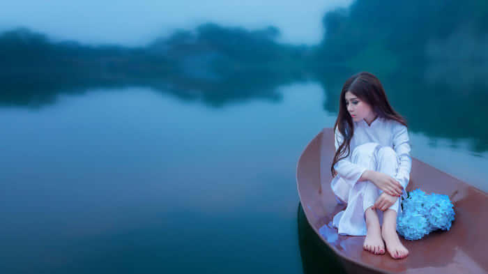 Pretty Teen Girl On Boat