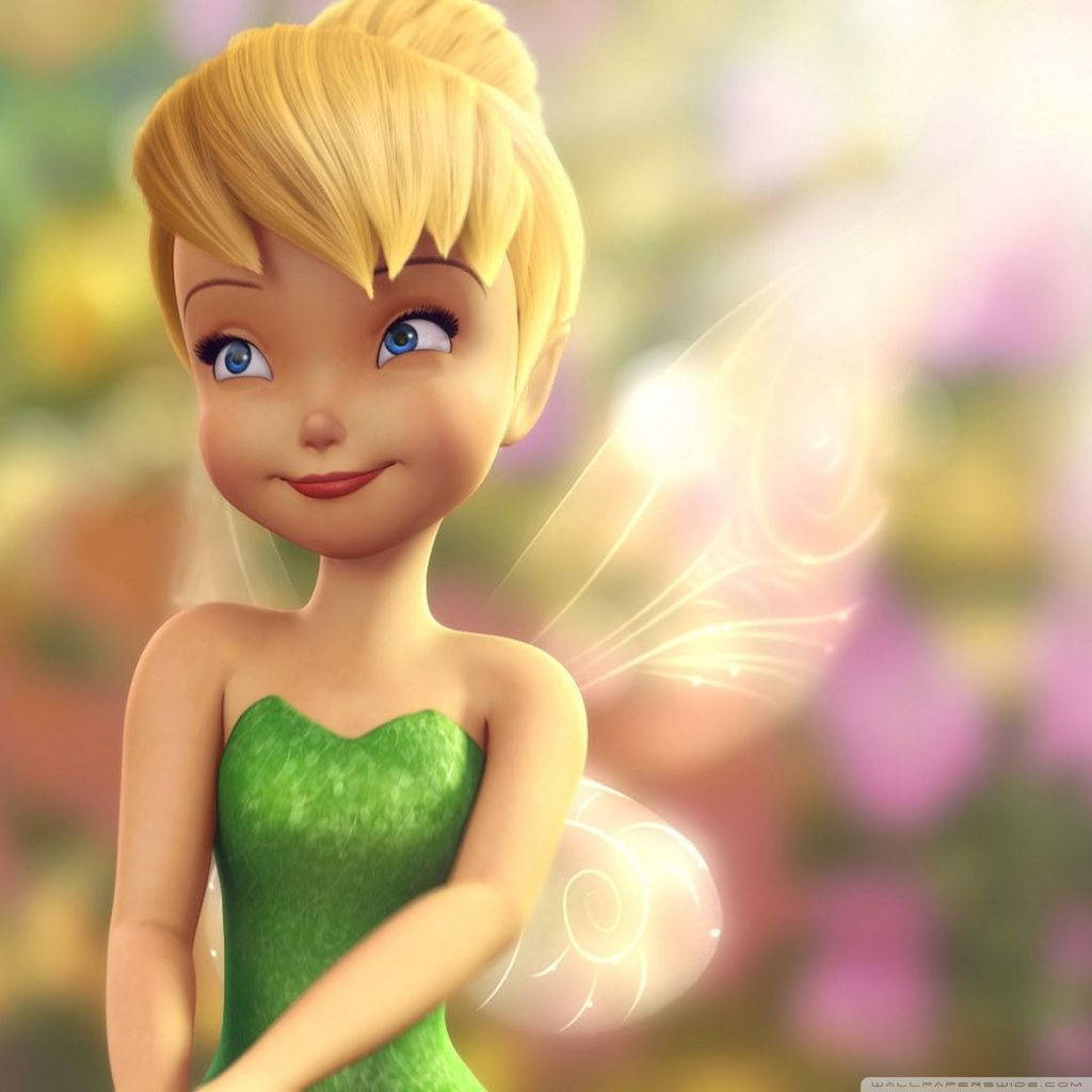 Pretty Tinkerbell Smiling To Side Background