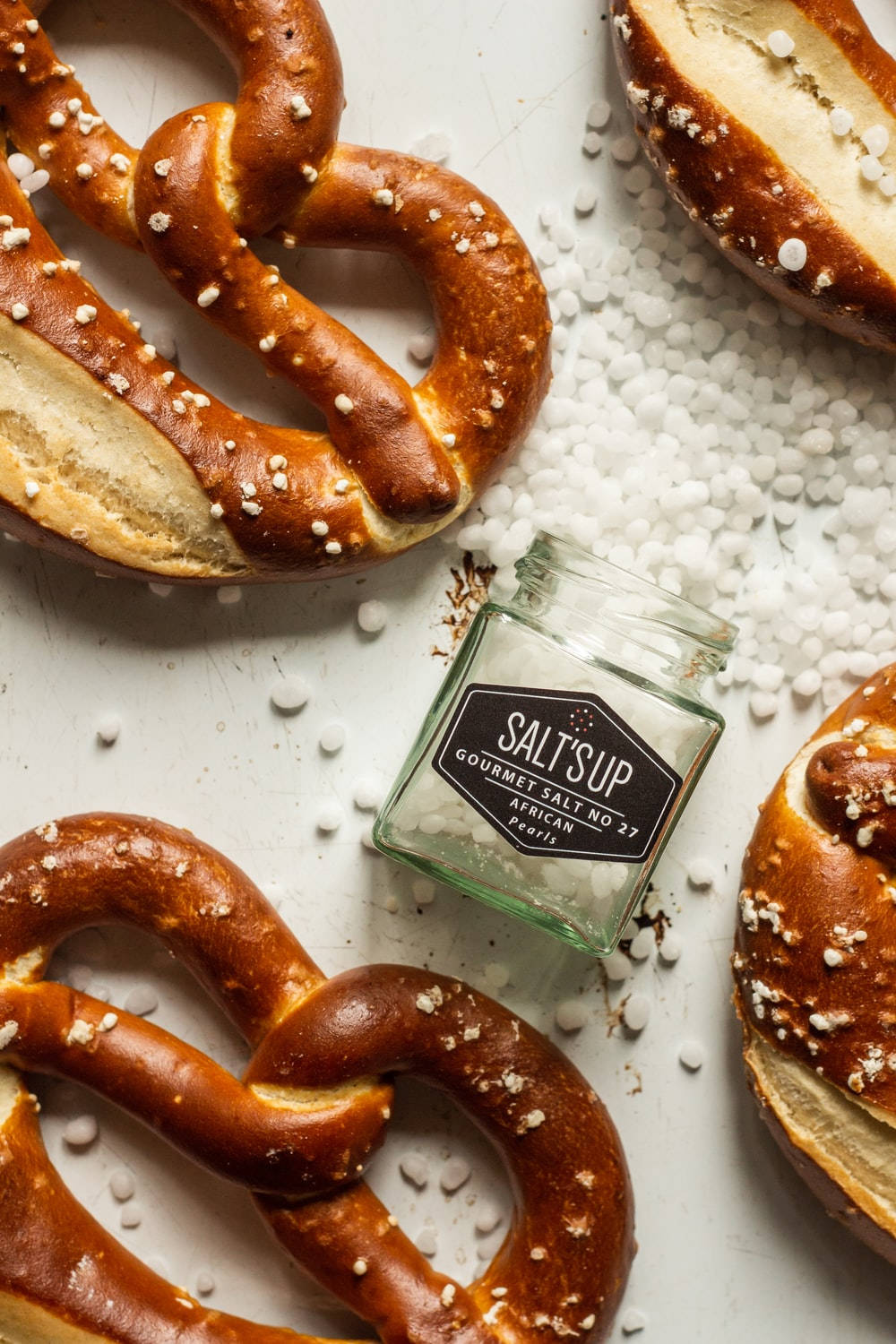 Pretzel With A Bottled Dip Background