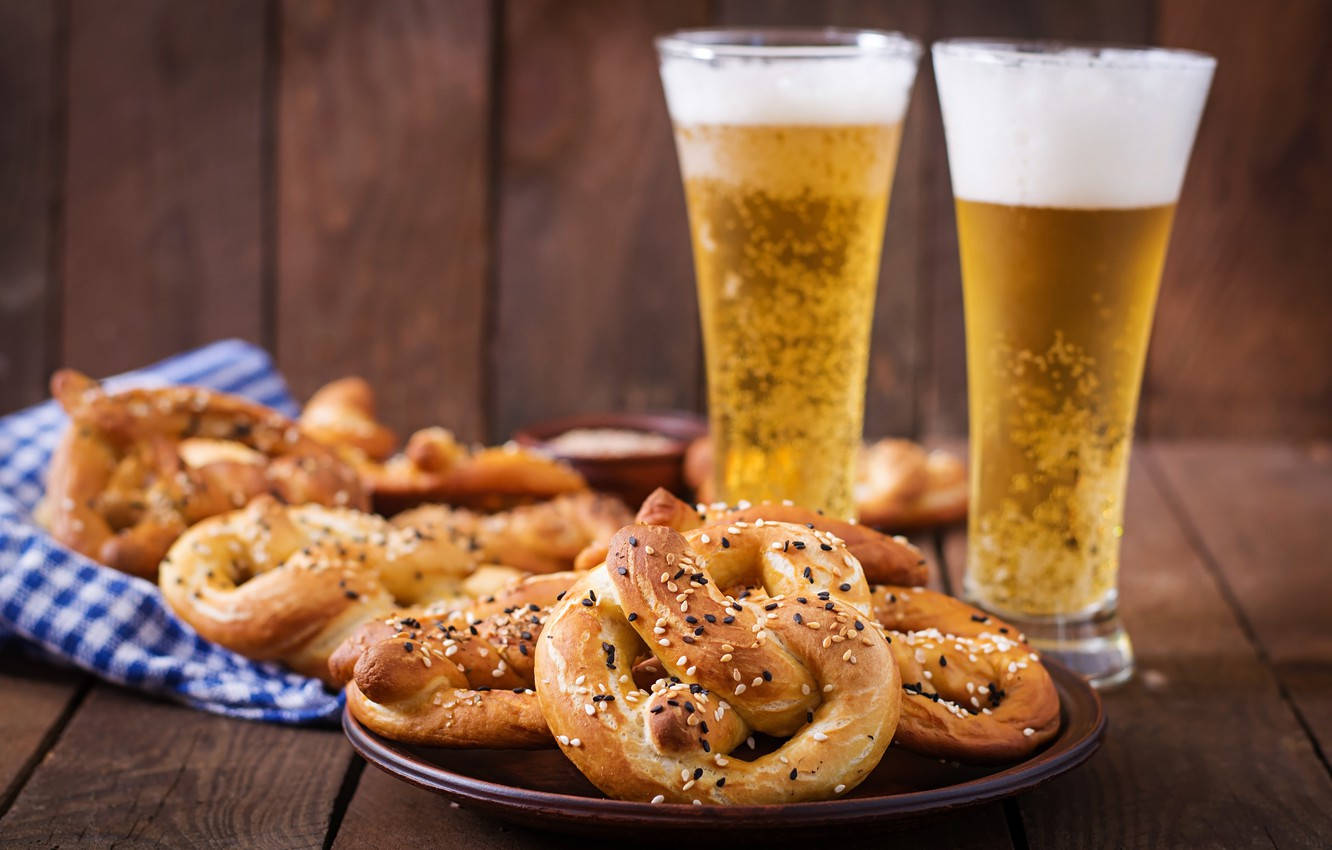 Pretzels And Alcohol Background