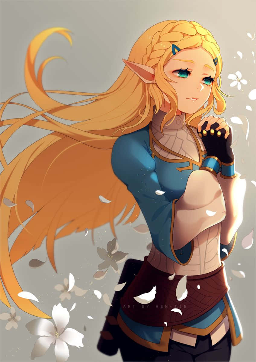 Pricess Zelda Botw Fanart Drawing Flowers Background