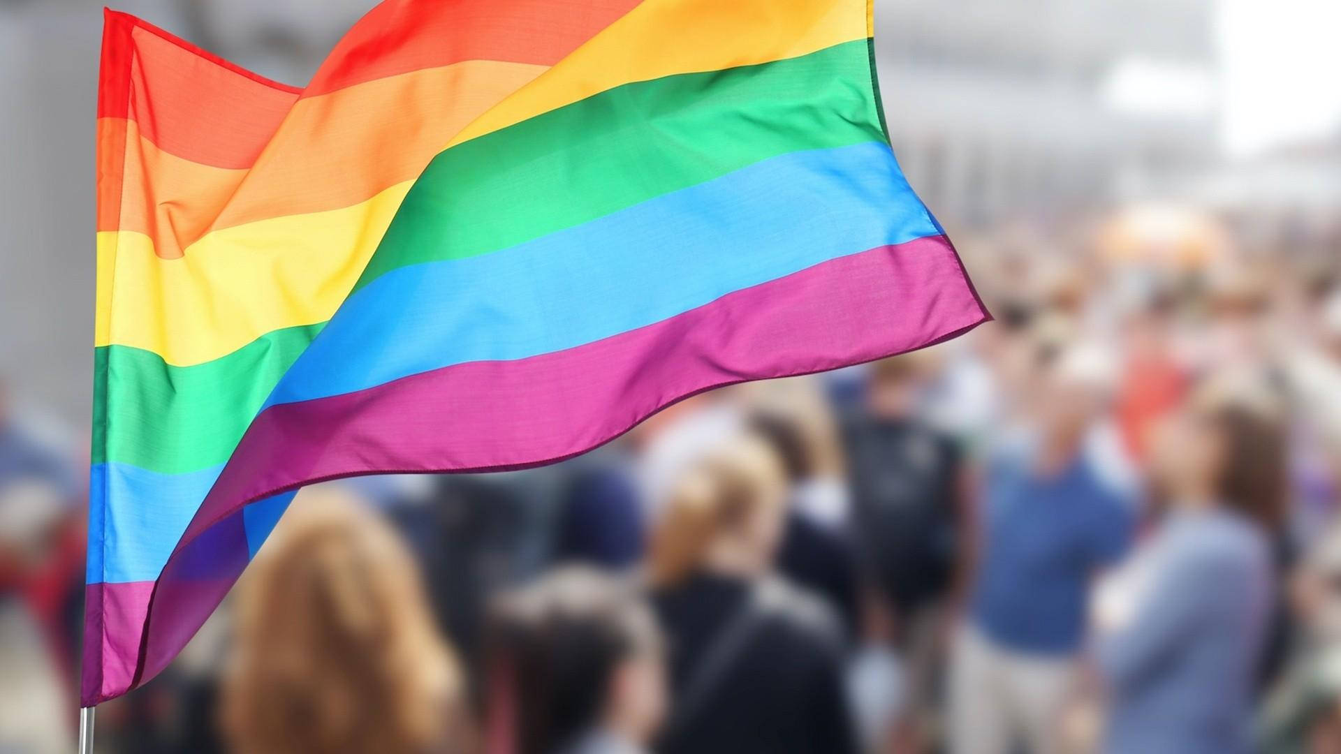 Pride Flag And People Background