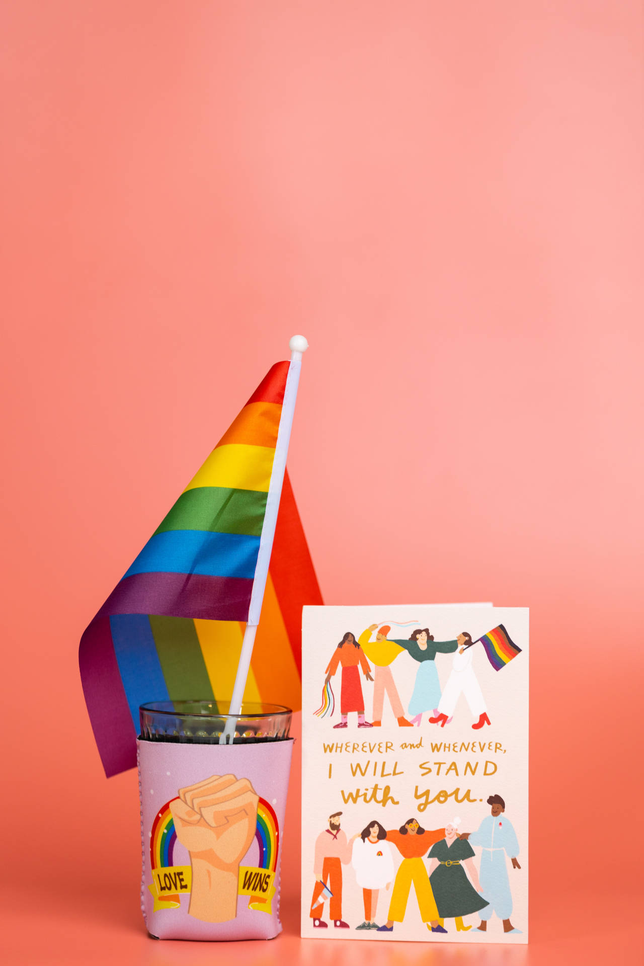 Pride Flag Cup And Card Background