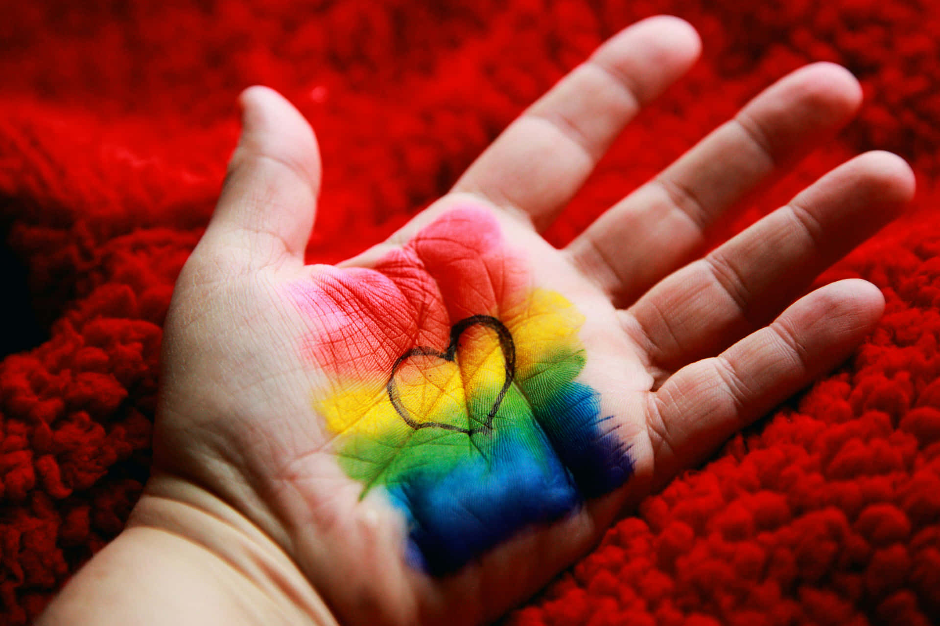 Pride Heart Palm Rainbow Colors