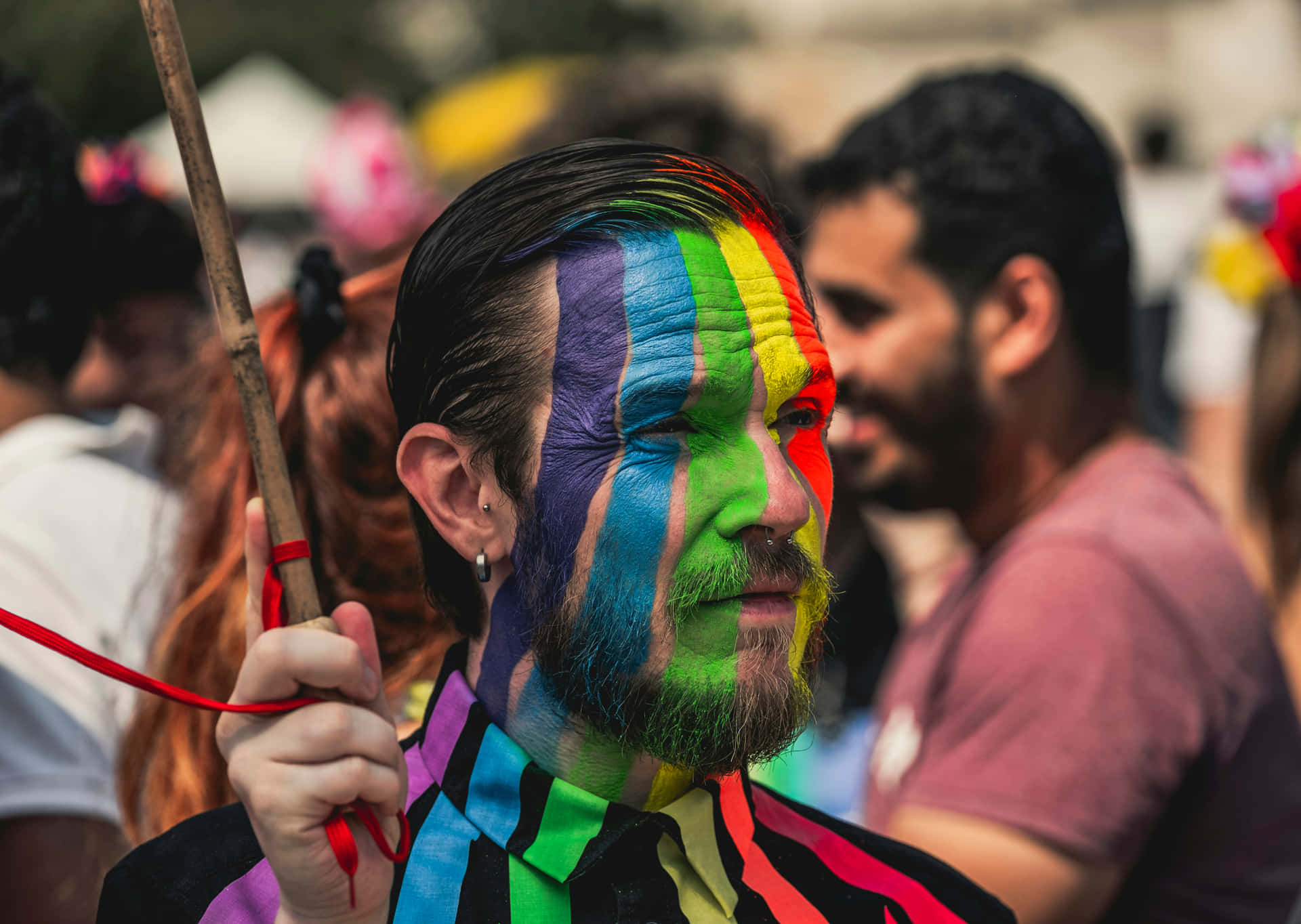 Pride March Rainbow Painted Face