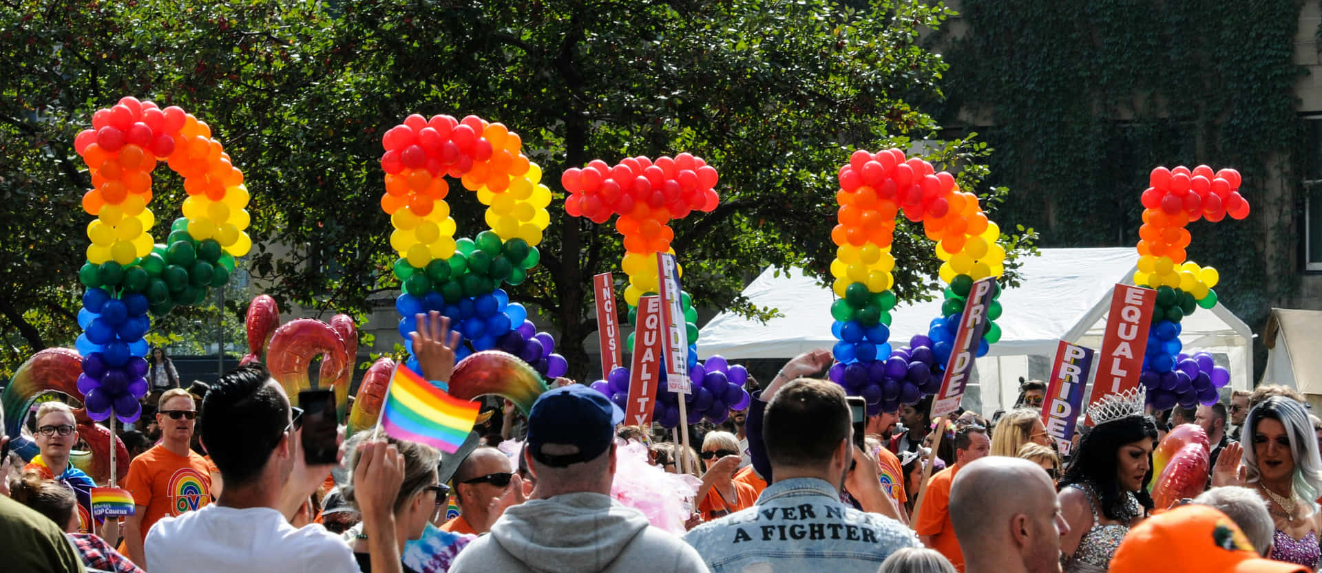 Pride Parade Celebration Balloon Arch Background