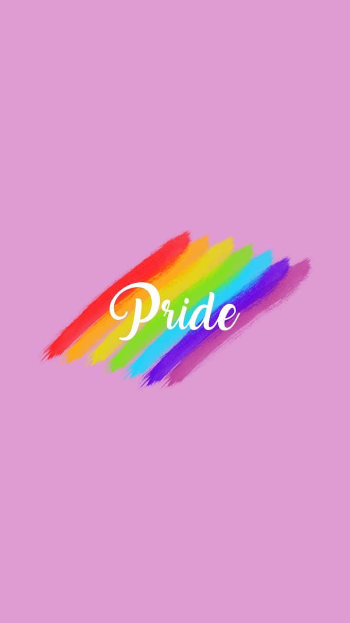 Pride - Rainbow Paint Brush On Pink Background Background