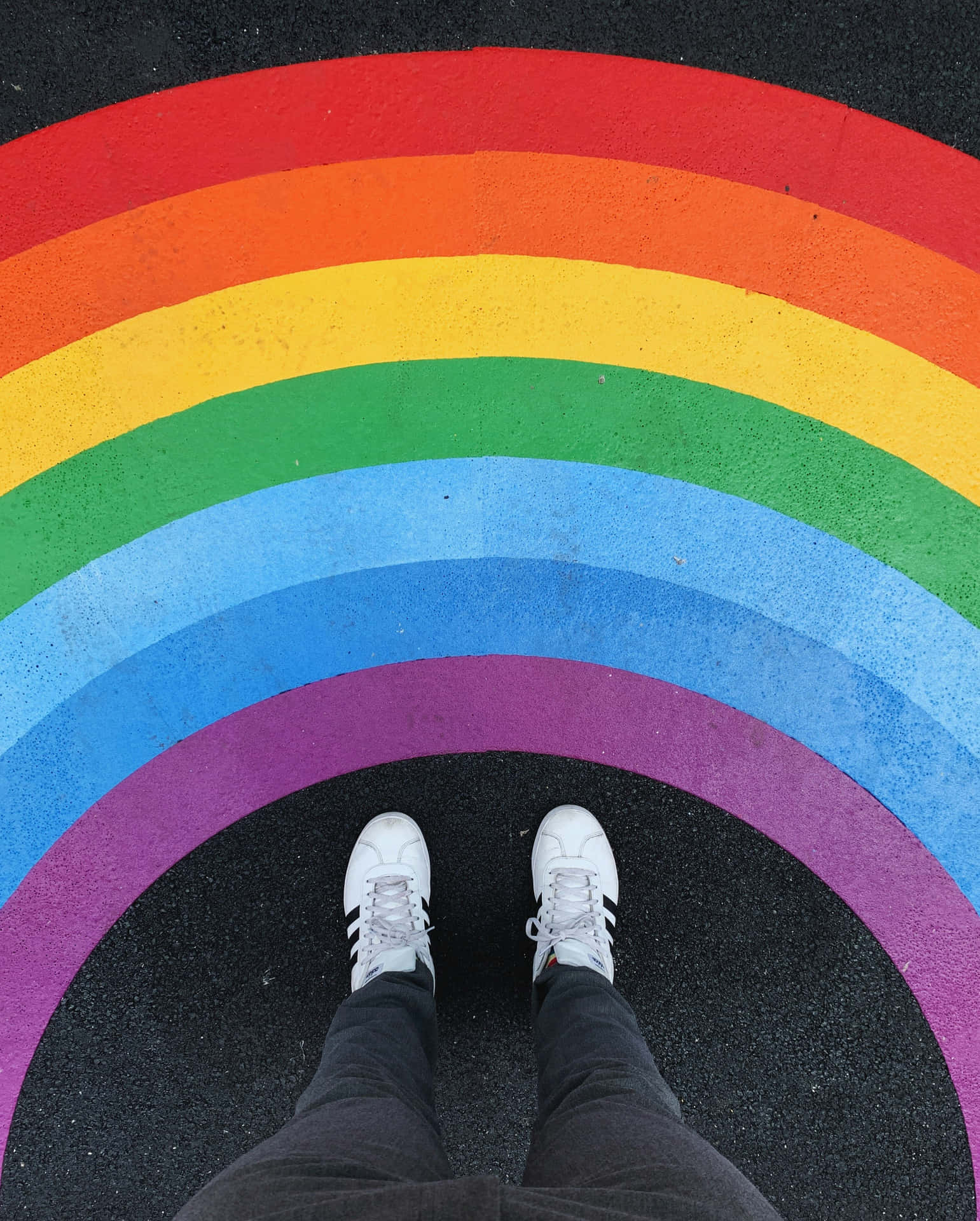 Pride Rainbow Pavement Person Standing Background