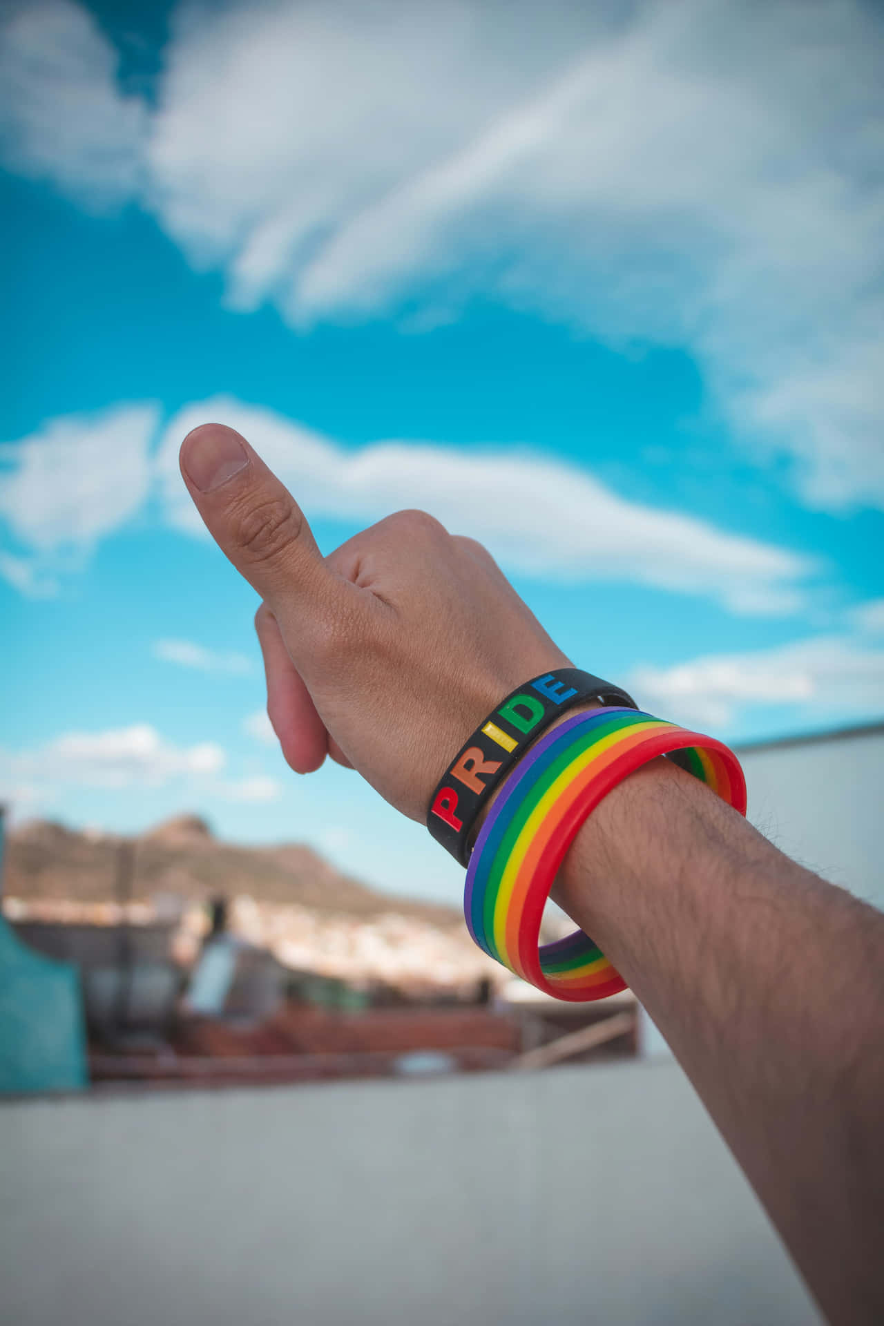 Pride Support Wristband Sky Background Background