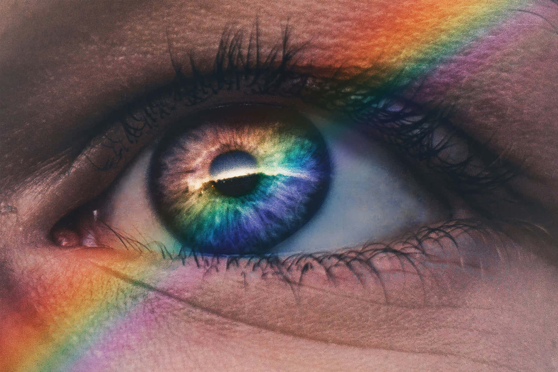 Prideful Gaze_ Rainbow Eye Closeup Background