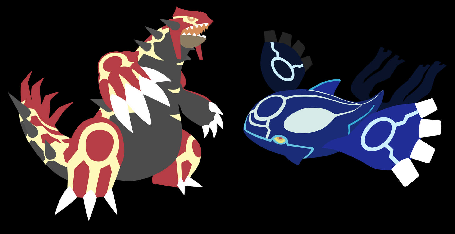 Primal Groudon And Primal Kyogre In White Background